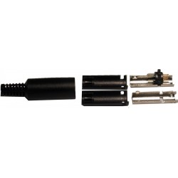 Mini DIN 6 han-stik med kappe. Loddeterminaler.