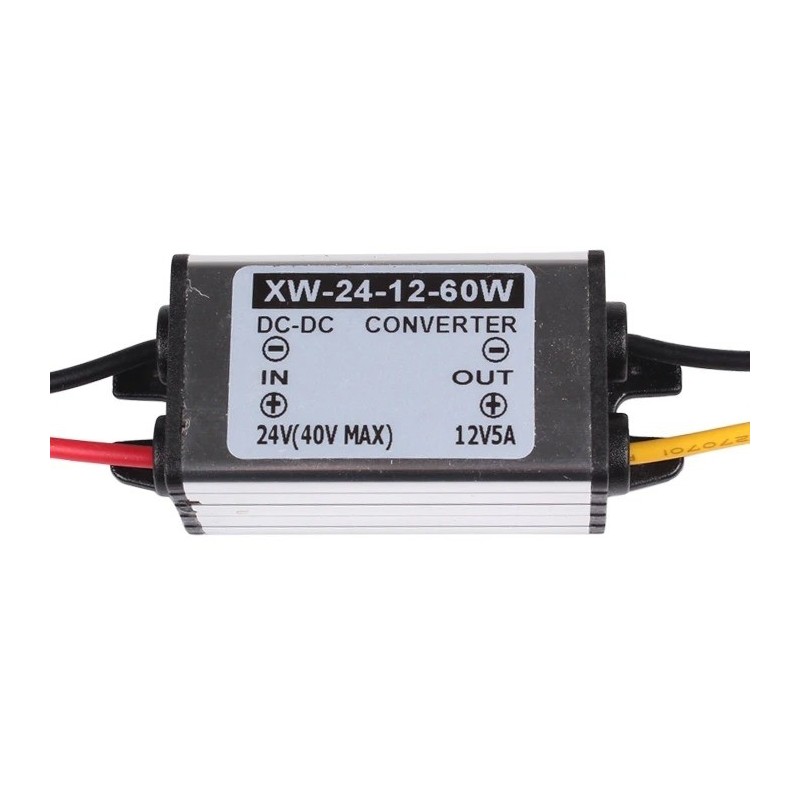 12VDC/5A (60W) DC-DC strømforsyning fra 24VDC - Step-Down