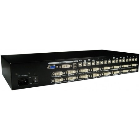 16 ports KVM omskifter, DVI, USB og lyd