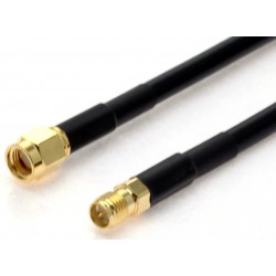 RSMA han til RSMA hun, 50 ohm, sort, 20cm