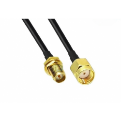 RSMA han til RSMA hun, 50 ohm, sort, 20cm