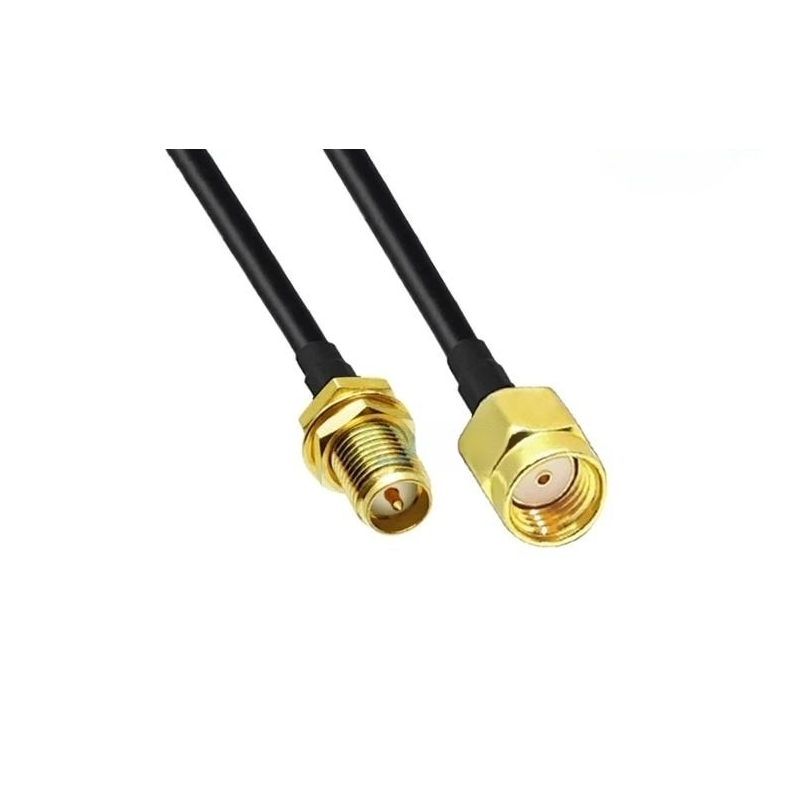 RSMA han til RSMA hun, 50 ohm, sort, 20cm