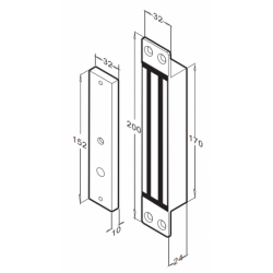 Kraftig 12VDC elektronisk dørmagnet - 136 kg holdekraft