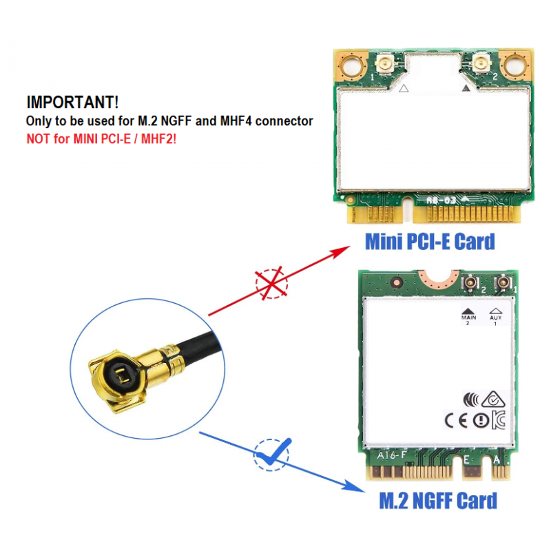 RP-SMA antenna, 8dBi Wifi, Cable IPX IPEX U.FL MHF4 , M.2 NGFF , Intel AX200NGW 8265AC 8265NGW 7265AC 9560AC M.2 NGFF
