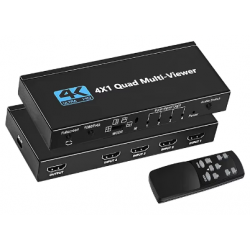 4 x 1 HDMI Multi Viewer 4 til 1 skærm, 4K30, 1080p/60, fjernbetjening, HDMI 1.4