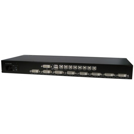 8 ports KVM omskifter med DVI, USB og lyd