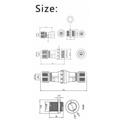 RJ45 IP67 vandtæt gennemgangsstik til chassis- og panelmontage, M20 mm