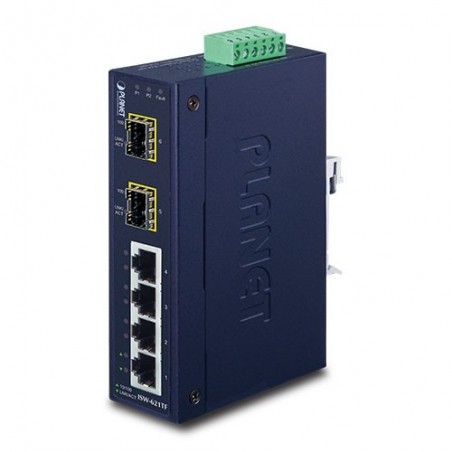 Unmanaged Industri Switch med 4 x RJ45 og 2 x SFP 100Mbit