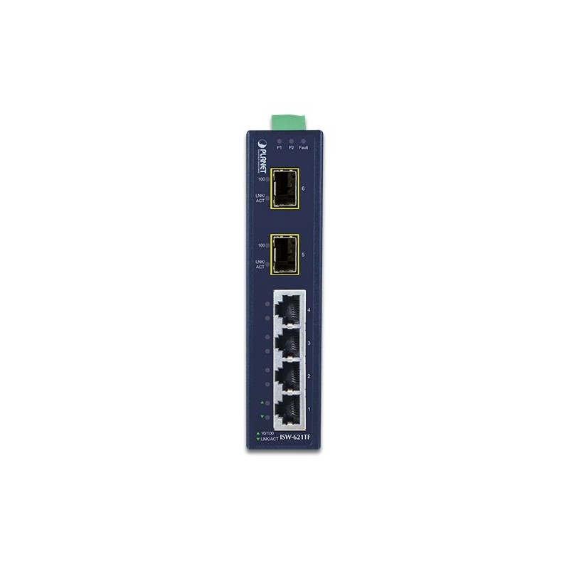 Unmanaged Industri Switch med 4 x RJ45 og 2 x SFP 100Mbit