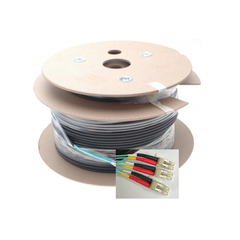 6 Core Armeret fiberkabel, Multi Mode, LC-LC, 130m, 50/125my, OM4