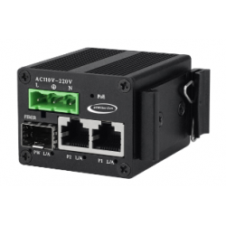 Mini, micro size media converter 2 x RJ45 with 1 x fiber SFP slot, 85 - 250VAC