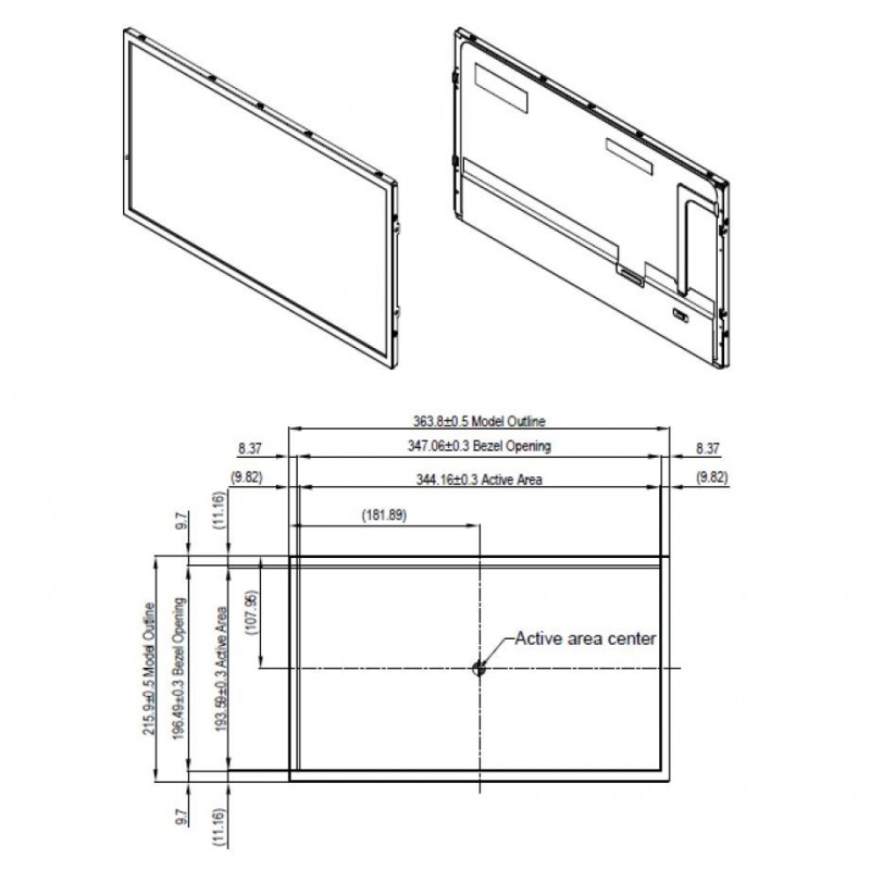 15,6 TFT-skærm med høj lysstyrke LCD-skærm - 1200 nits, 1920x1080 opløsning