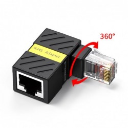 360° rotatable network connector angled RJ45 Gigabit adapter 90 degrees male to female