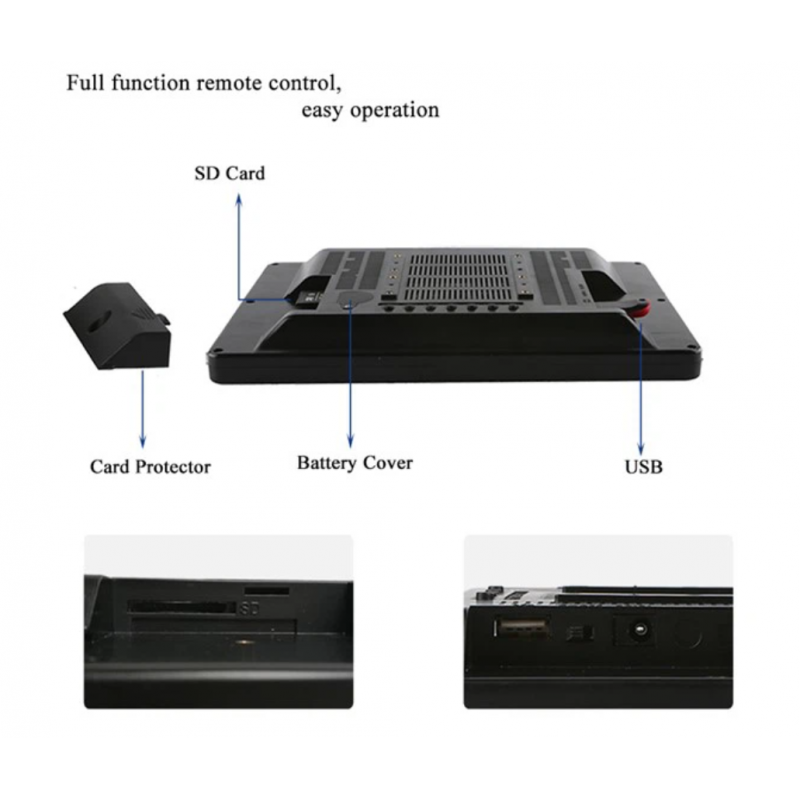 Stand Alone 10.1 LCD-medieafspiller med trykknapper og USB/SD