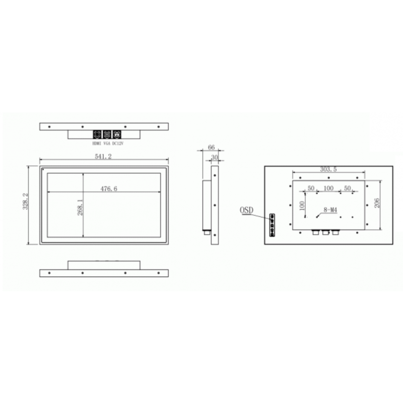 21.5 IP67 Waterproof Monitor - 1000 Nits Brightness, Vesa, outdoor, Optical bonding