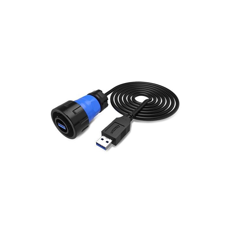 Vandtæt USB3.0 stik med 0,5m kabel med USB A han, Bajonetkobling.