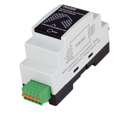 2 x 0-20mA eller 2 x 0-10V, 16bit opløsning, 1-wire interface