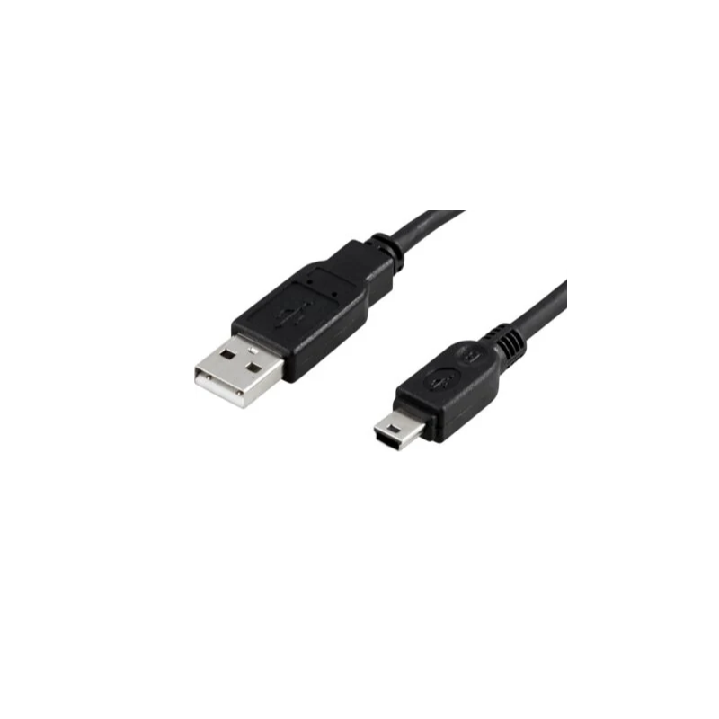 USB 2.0 kabel, A han – mini B han, 2m, sort