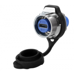 Vandtæt USB-C chassis-stik med snaplås. Passer til K-USBC-WAT-KAB-KL