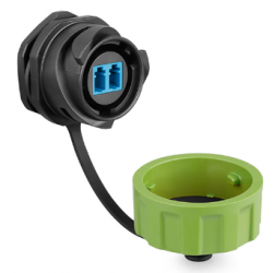 Vandtæt LC Fiber chassis-stik, duplex. Lynkobling.