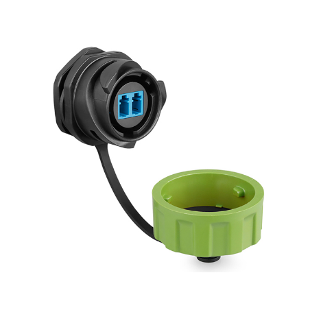 Vandtæt LC Fiber chassis-stik, duplex. Lynkobling.