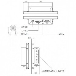 8.4" TFT display udendørs high nits 1600, 12V VGA, DVI-D, HDMI Touch, Optical bonding