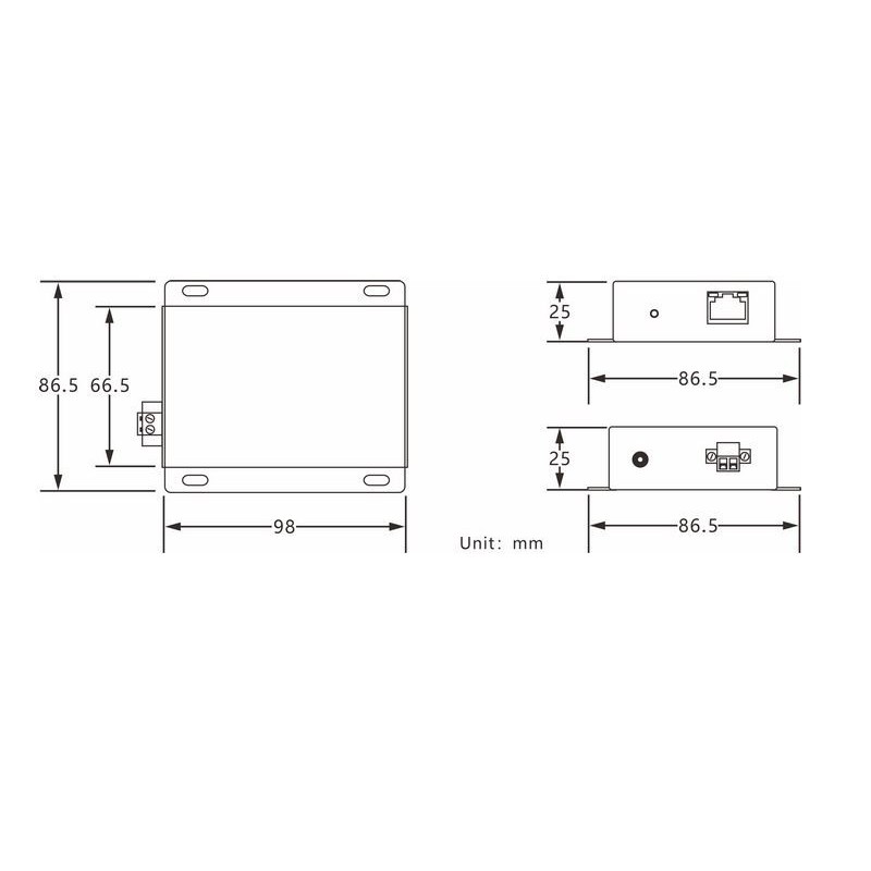 Ethernet, VDSL punkt til punkt over 2-tråd kabel, op til 600 m, op til 100Mbps