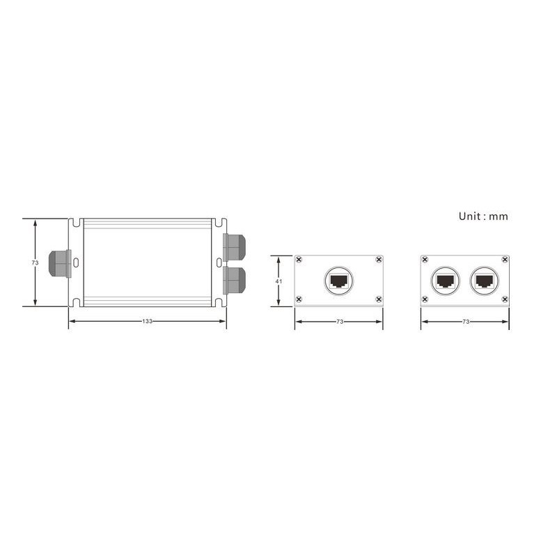 Vandtæt PoE extender 100 meter, op til 500 meter med cascade, PoE 15,4W/30W/60W/90W
