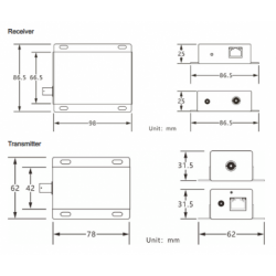 PoE Extender for Coax cable, 100Mbps, up to 500 meters. 48-56VDC input
