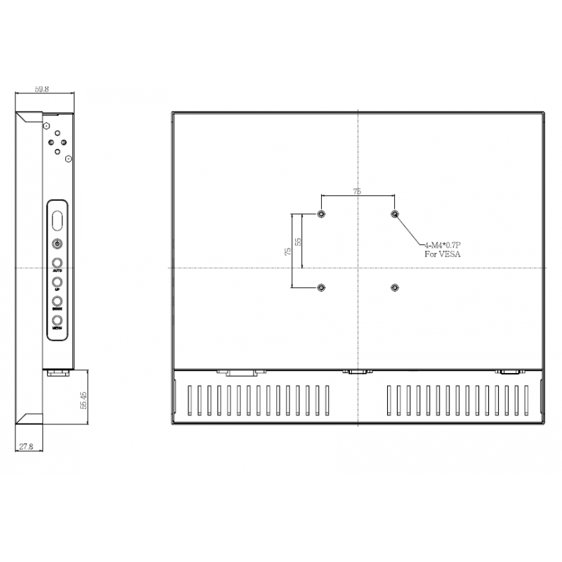 17" Højde Nits 1000, Sollys, Panelmontering, Åben ramme, Marinebrug, Optical bonding