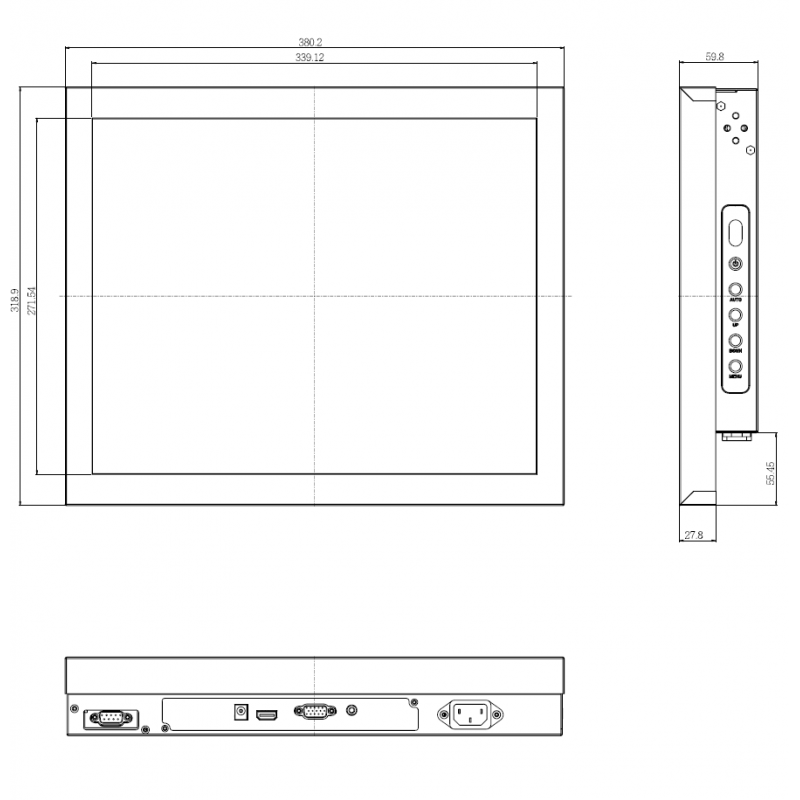 17" Højde Nits 1000, Sollys, Panelmontering, Åben ramme, Marinebrug, Optical bonding