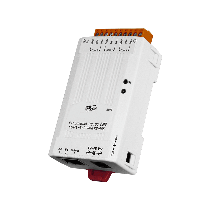 2 x RS232 deler og konverter til RS485/422, Rå data, Modbus RTU/ASCII, 2 Master til Slave