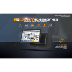 27 tommer berøringsskærm, 1000 nits, IP65, HDMI/VGA/USB-C