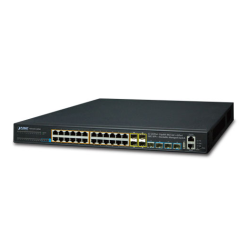 24 ports Gigabit switch - Stackable. 24 x 10/100/1000Mbit RJ45. Fiber 4 x Combo SFP 10Gbit/1Gbit