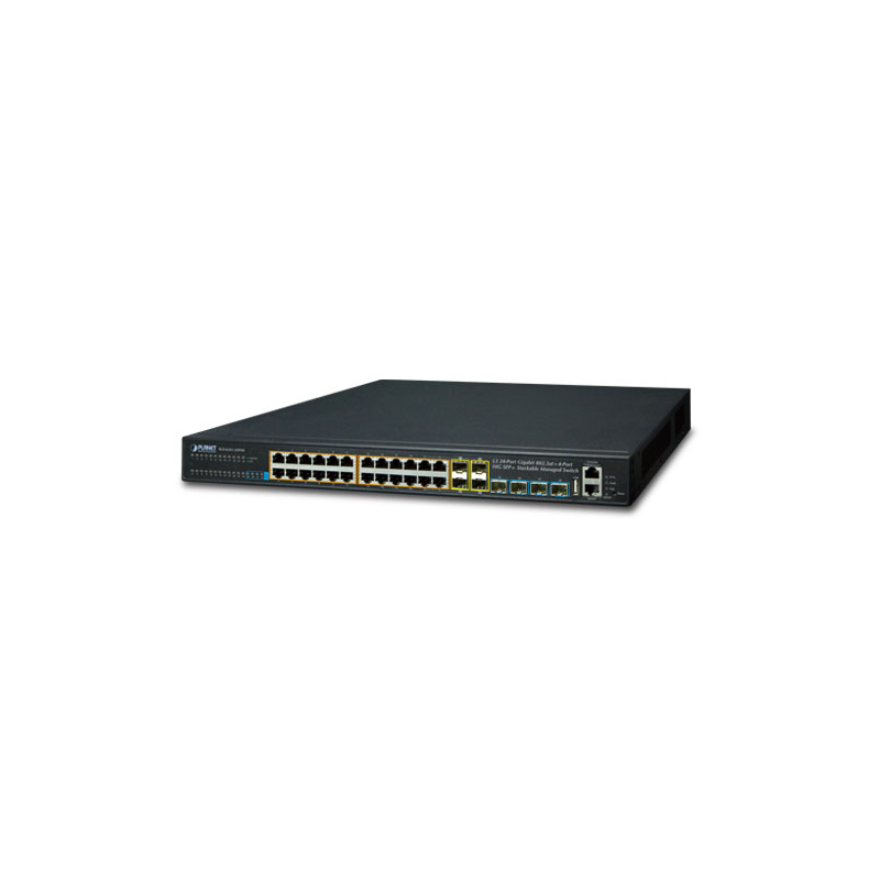 24 ports Gigabit switch - Stackable. 24 x 10/100/1000Mbit RJ45. Fiber 4 x Combo SFP 10Gbit/1Gbit
