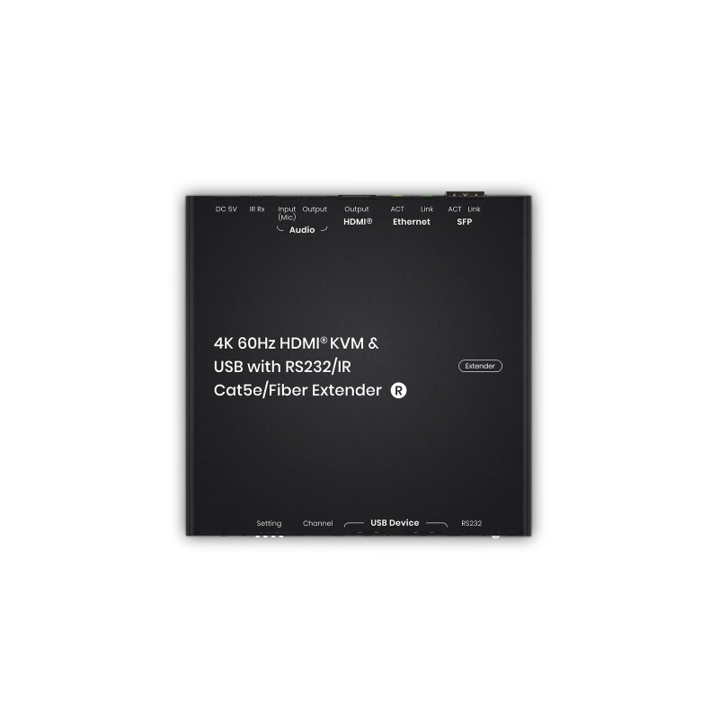 HDMI-forlænger 4K60Hz KVM & USB/Audio/RS232/IR-forlænger - 100 m CAT6 / 60 km Fiber