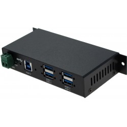 4-Port USB 3.0 DIN Rail Hub, 7-24VDC strømforsyning, 900mA