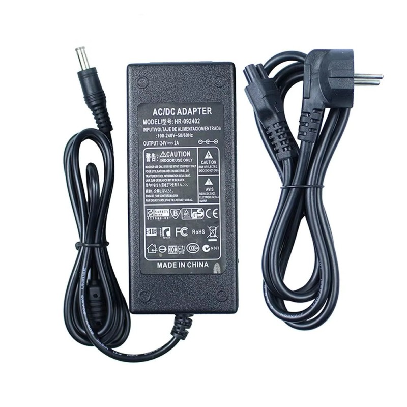 24VDC 8A Power Supply, 2.1x5.5mm Connector, EU Cable