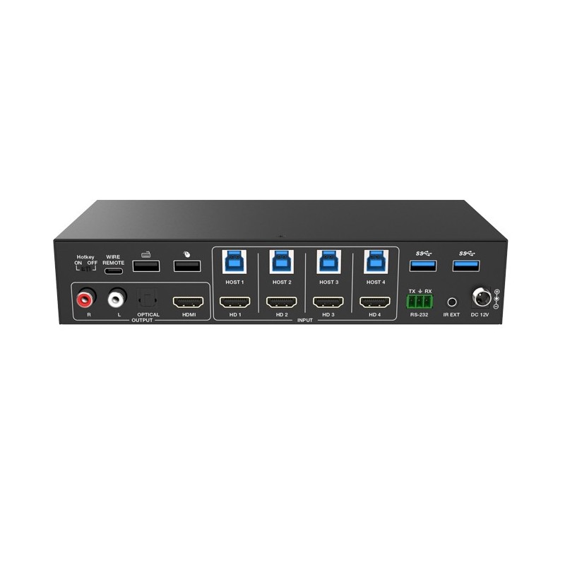 4-ports HDMI KVM-switch 4K@60Hz, USB 3.1, EDID-understøttelse