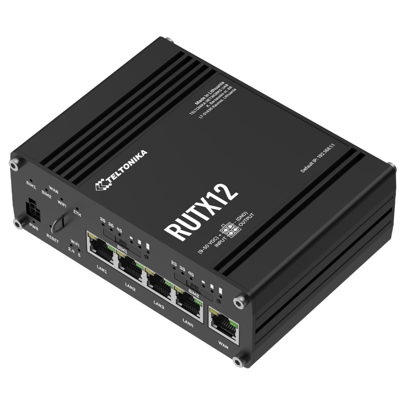 Dual LTE Cat 6 Industrial Router with Wi-Fi 5, 5x GbE
