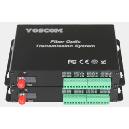 4 kanaler med 2-Way Digital I/O over Single Mode eller Multi Mode Fiberkabel