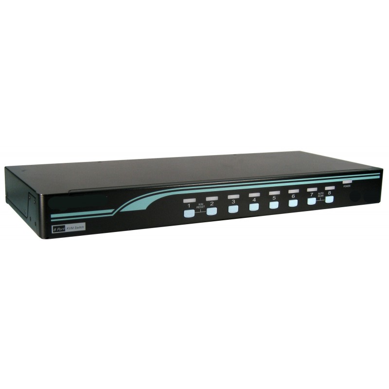 8 ports KVM omskifter med DVI, USB og lyd