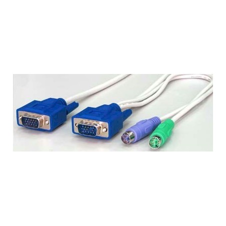 Blæksprutte KVM kabel m. PS2 og DB15 stik