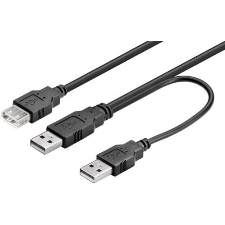 Kort USB forlænger kabel med 2 x A han – A hun, 30cm velegnet til ekstra forsyning fra USB porten