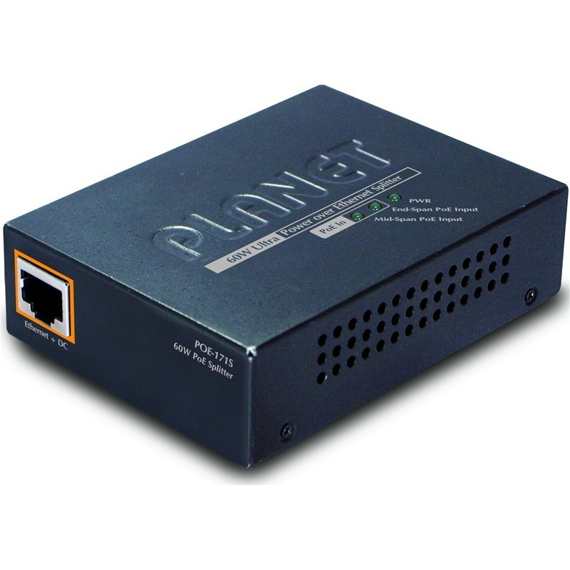 PLANET 1 port PoE-171S splitterx50 Watt. Gigabit. Output voltage 12VDC,19VDC,