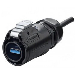 Waterproof USB 3.0 extension cable for chassis, IP67 sealed with cap, 3 meters