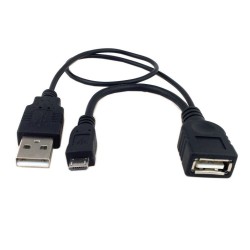 Versatile 17cm USB OTG Y Cable: Micro-B Male to USB A Female
