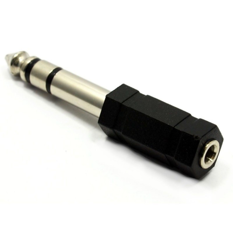 Adapter fra 6.3mm stereo jack han til 3.5mm stereo minijack hun