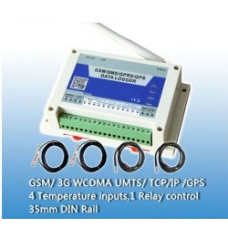 GSM / GPRS / GPS controller med 4 x temperaturfølere. Indbygget GPS modtager. 2G