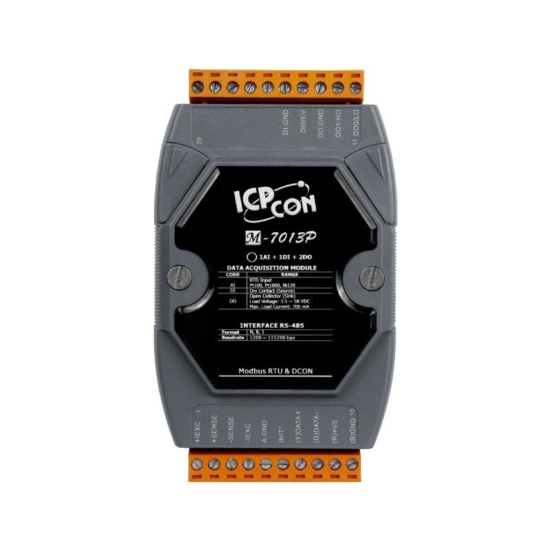 M-7013P-G   1-channel RTD Input Module using the DCON and Modbus Protocols (Gray Cover)